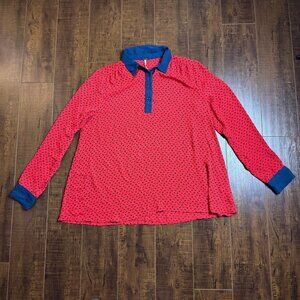 Free People Blouse Shirt Womens Medium Horse Print Long Sleeve Equestrian